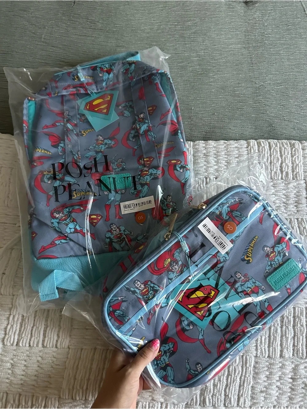 Posh Peanut Superman Blue Backpack & Lunch Bag Set